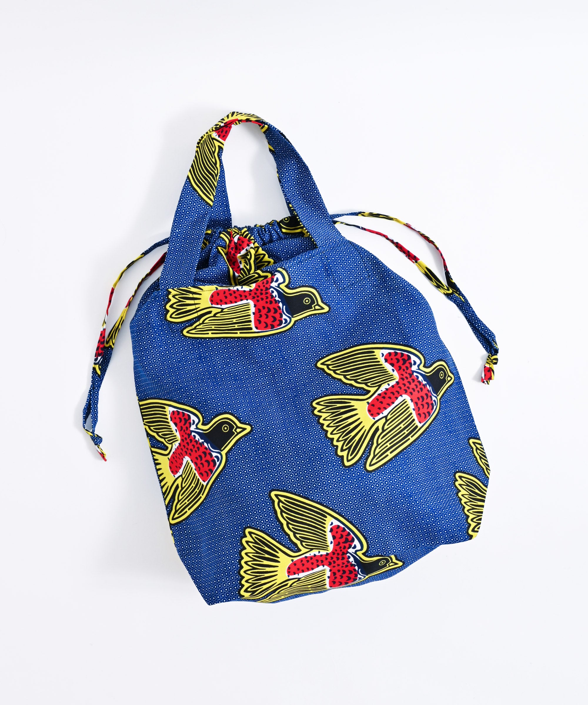 AFRICANSQUARE】パーニュ 巾着エコバッグ 大 黄鳥 – BASIC AND