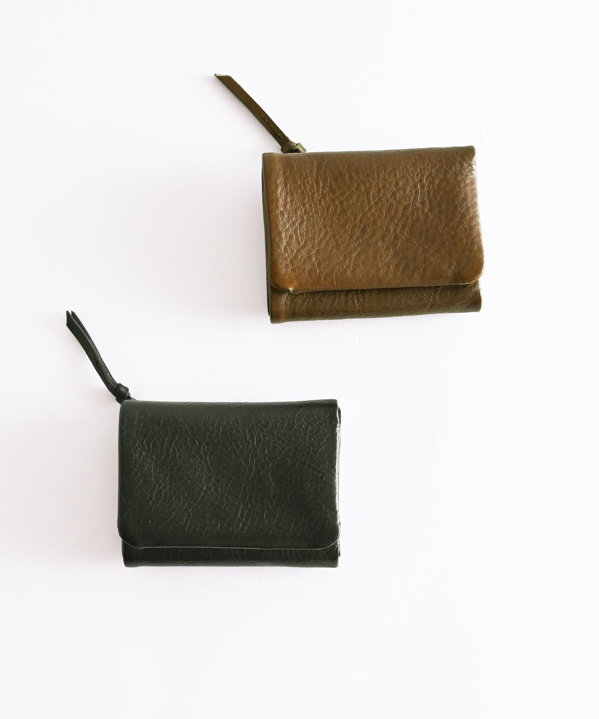 小物 minori ミツオリザイフ[Shrink leather] 三つ折り財布 コンパクト 本革