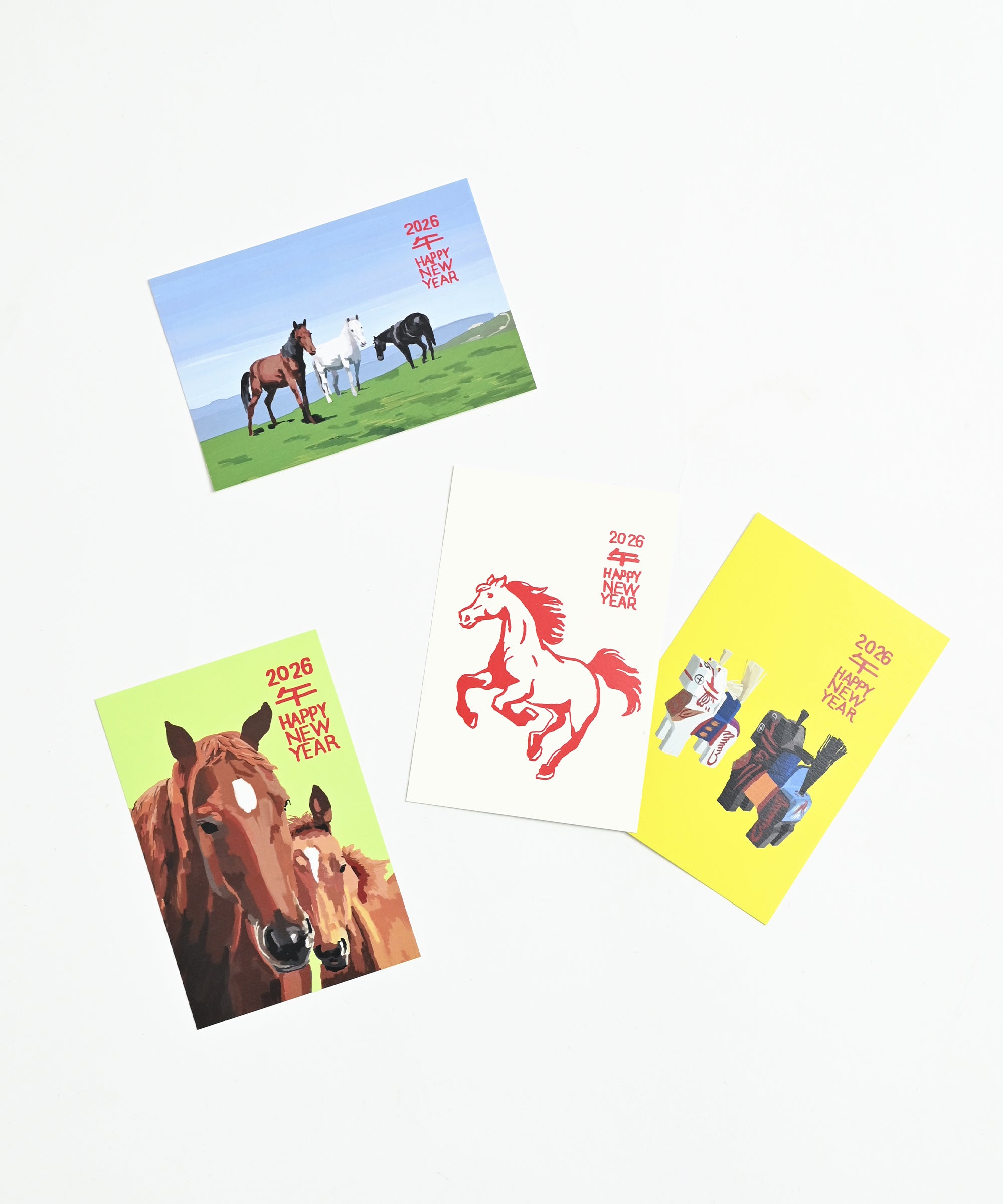 BASIC AND ACCENT】2026 お正月 迎春 年賀状 午親子 干支 午(うま) 馬