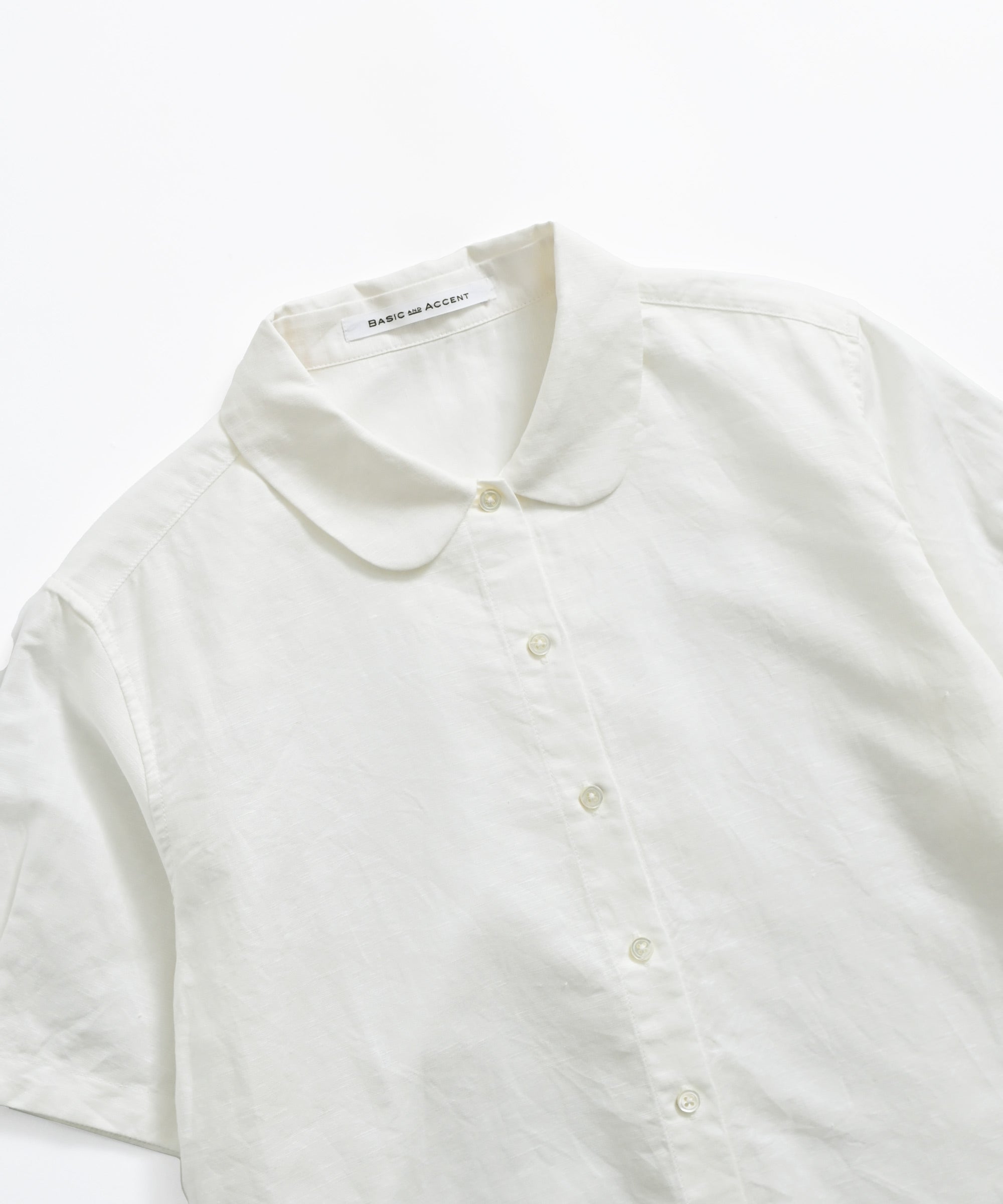 BASIC AND ACCENT】リネンコットンスラブ2丸衿ブラウス 半袖 – BASIC