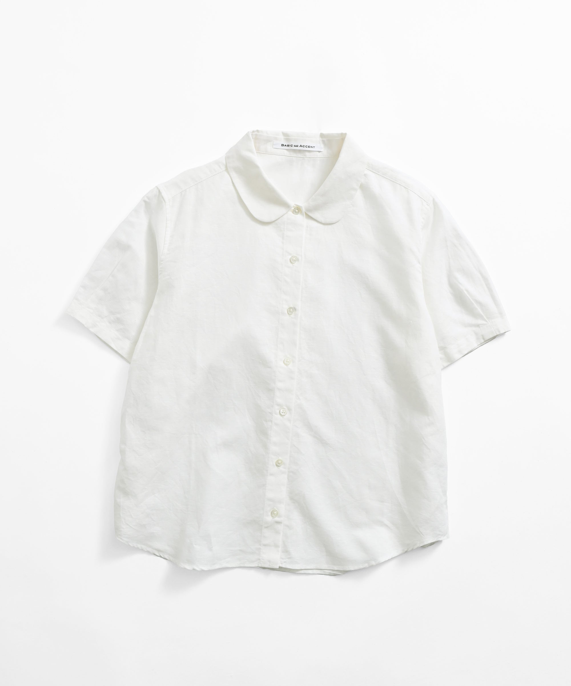 BASIC AND ACCENT】リネンコットンスラブ2丸衿ブラウス 半袖 – BASIC