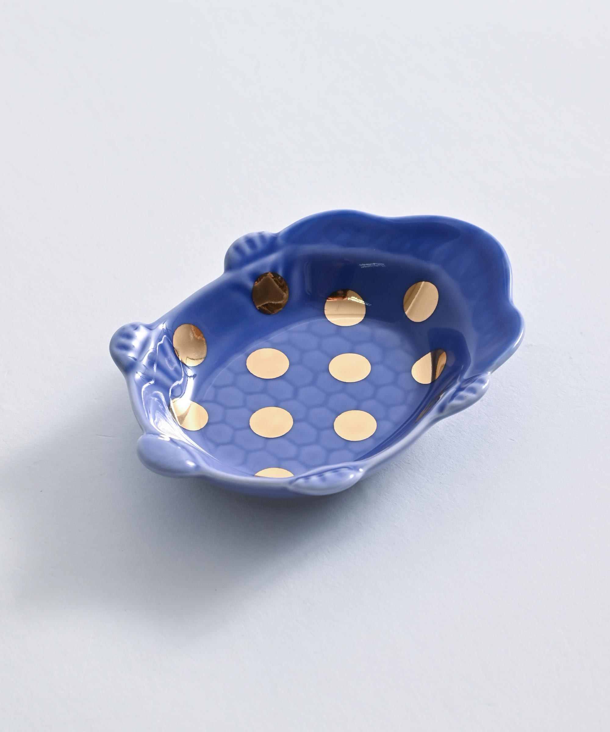 お値下げしました、瑠璃釉　雪輪型皿　4枚組 MAME 瑠璃釉亀形皿(瑠璃釉亀形皿)：キッチン & ダイニング