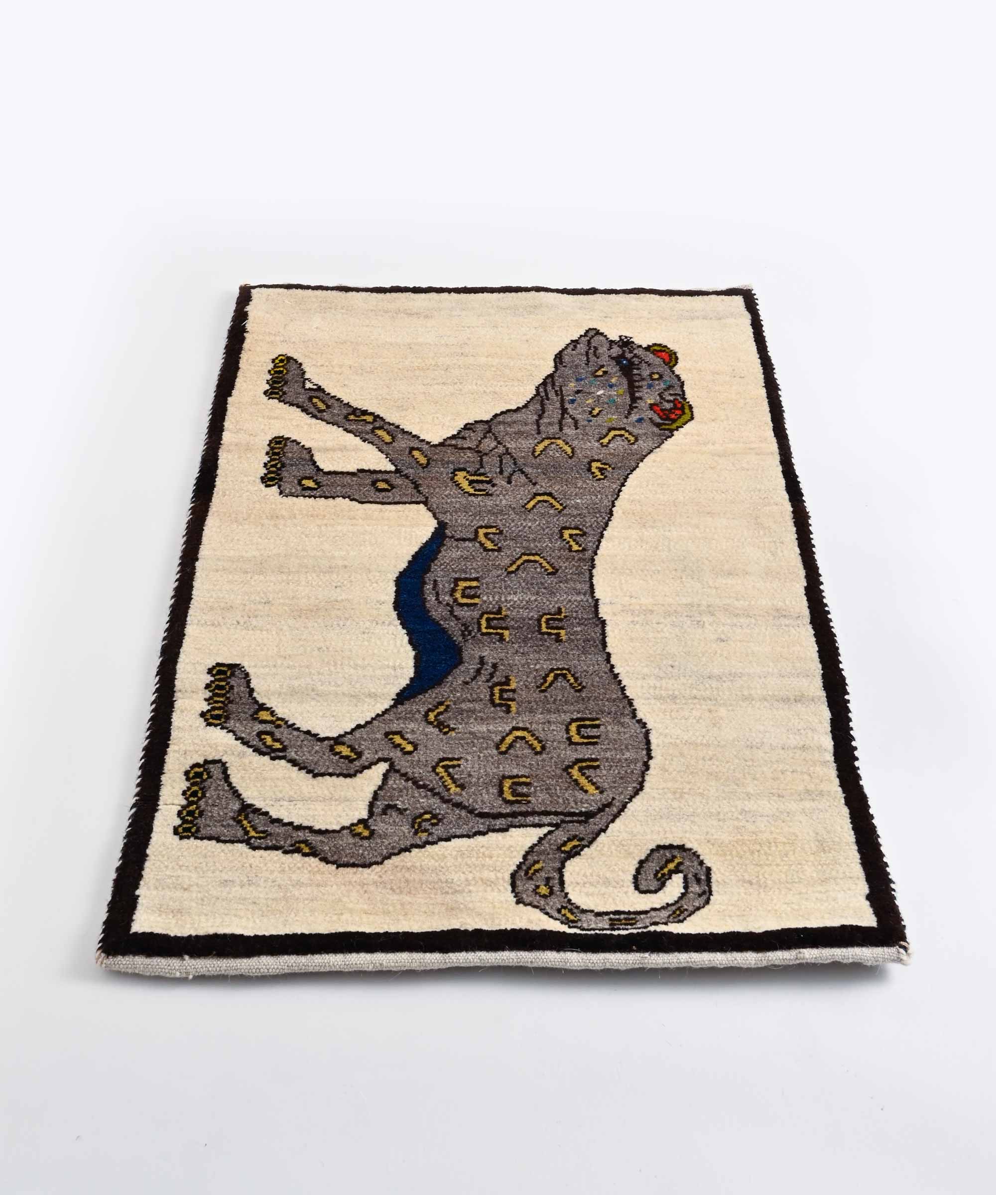 ペルシャギャッベ リーズ ラグ 95.5cm×60.8cm マット チーター – BASIC