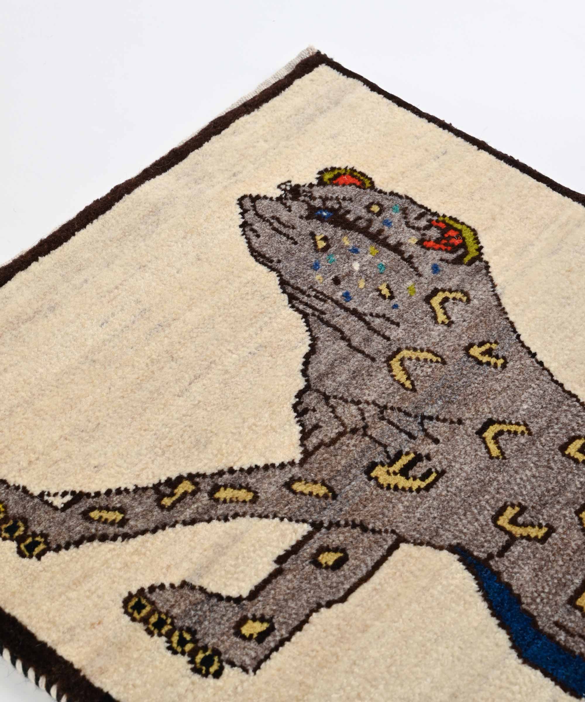 ペルシャギャッベ リーズ ラグ 95.5cm×60.8cm マット チーター – BASIC