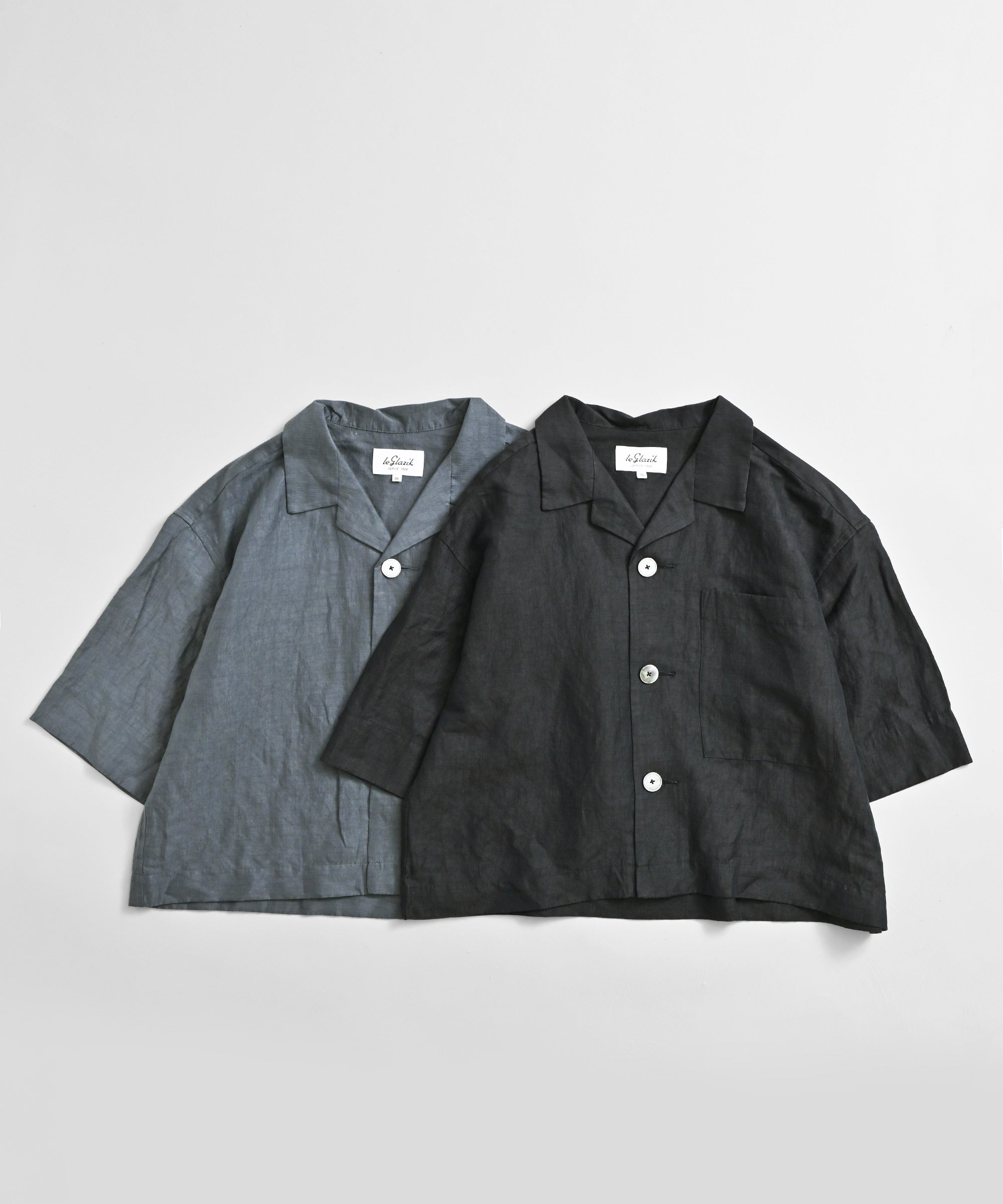 LE GLAZIK(ル・グラジック)】OPEN COLLAR SHIRT LG-B0258LPK– BASIC