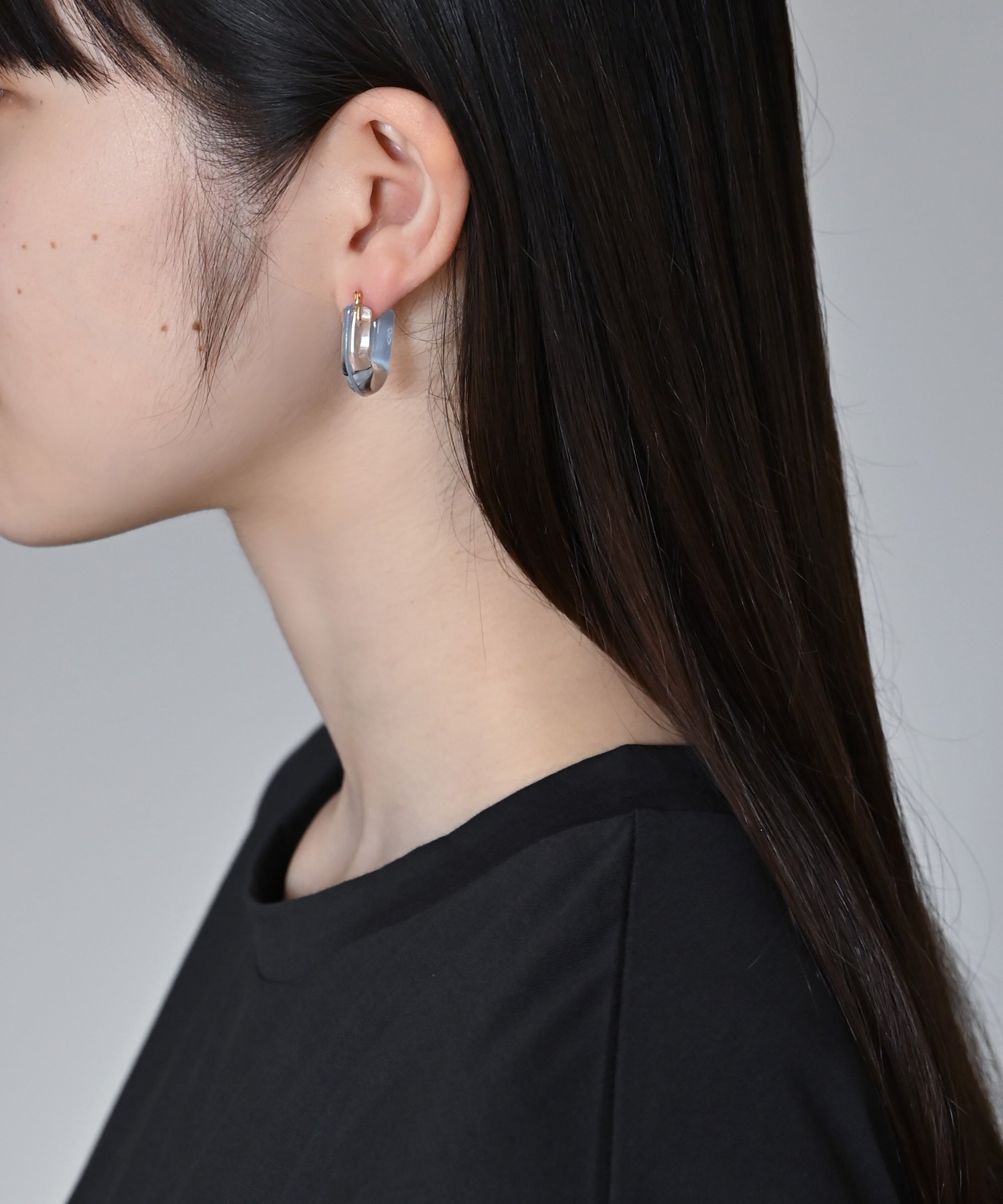 ピアス　リング　イヤカフ　断捨離 YAGA】Glass Hoop U Pierce LINE 2P ガラスピアス – BASIC AND