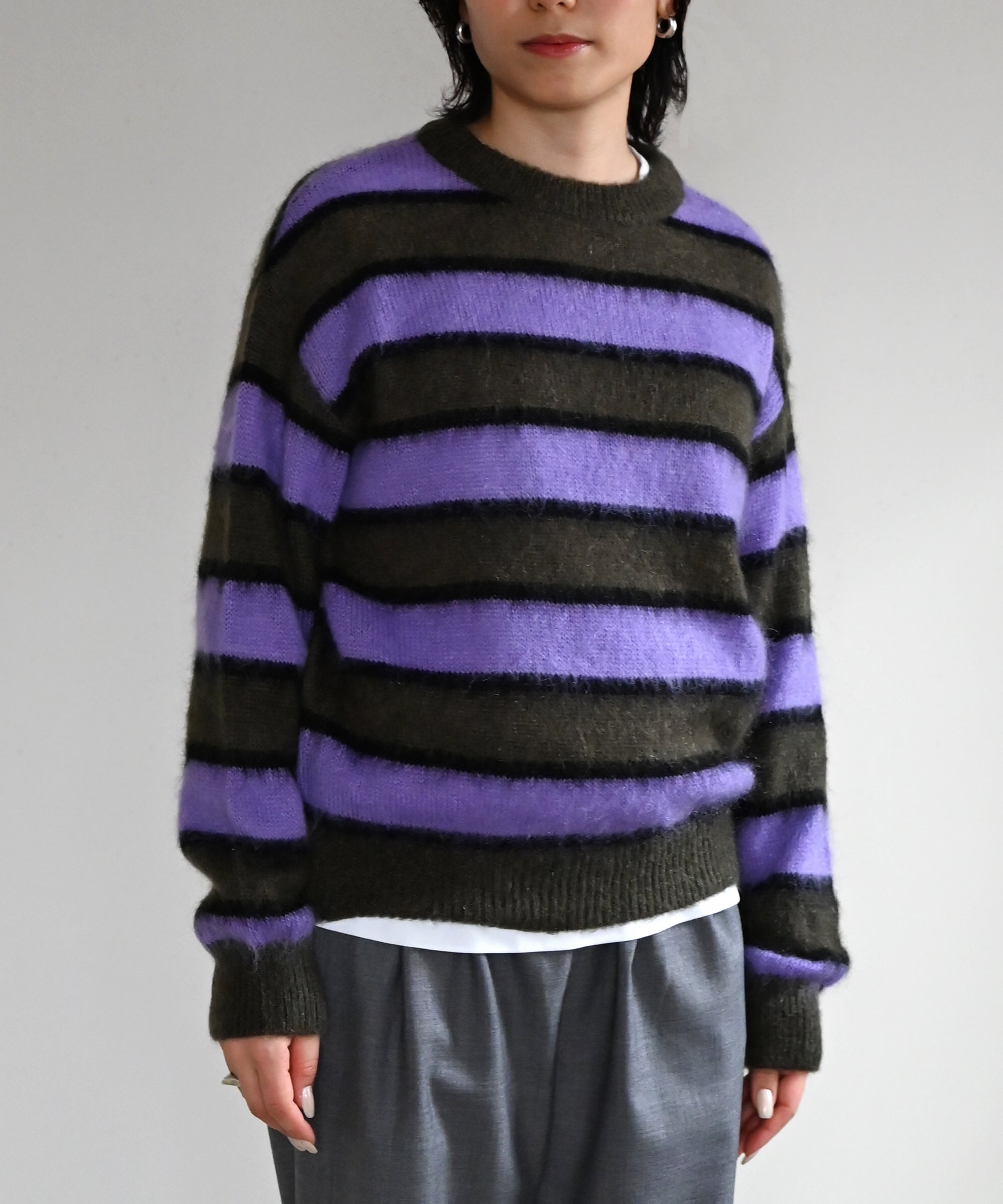WANDERUNG/ワンデルング】Mohair Knit Border Pullover WRKNM-014