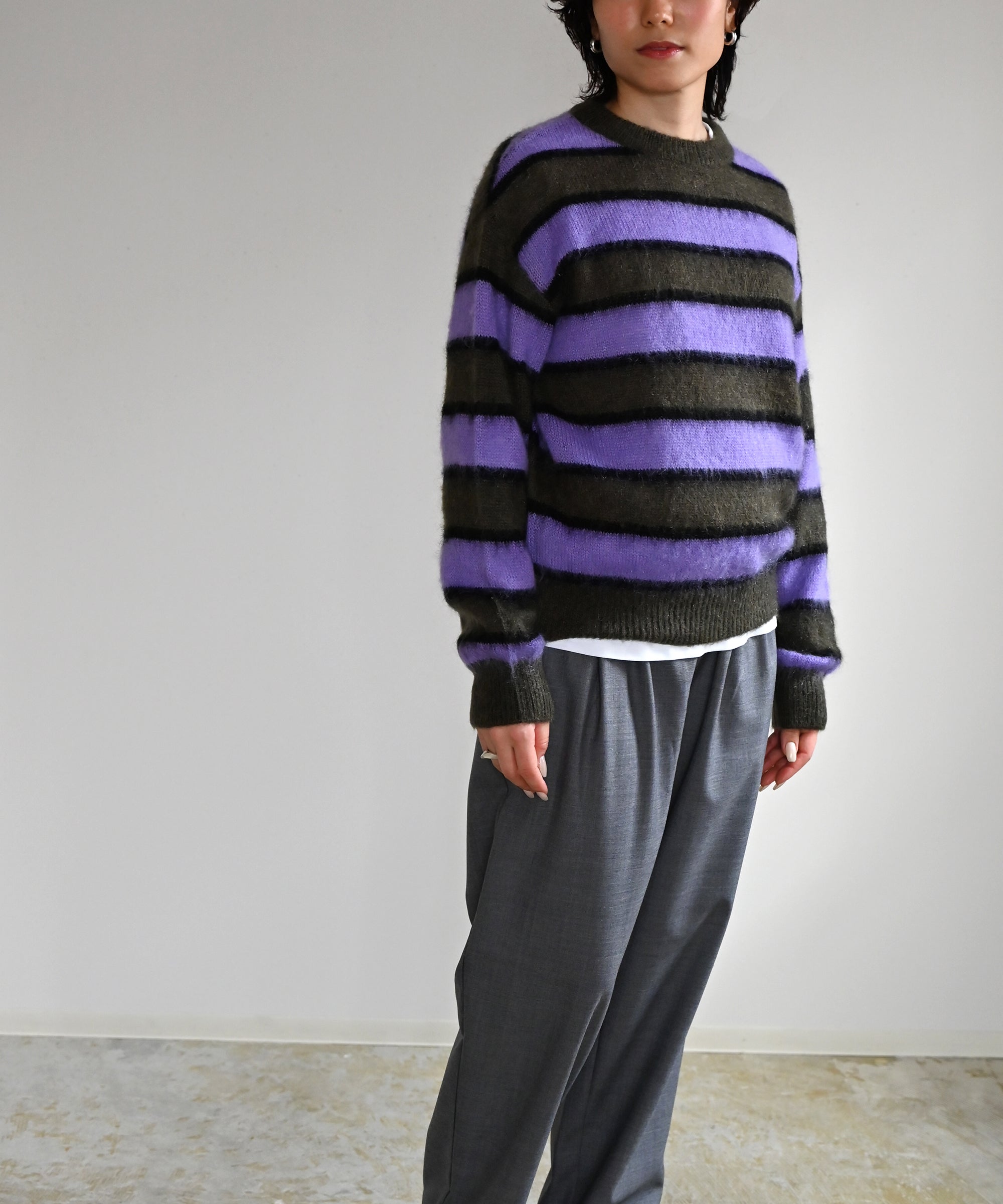 WANDERUNG/ワンデルング】Mohair Knit Border Pullover WRKNM-014