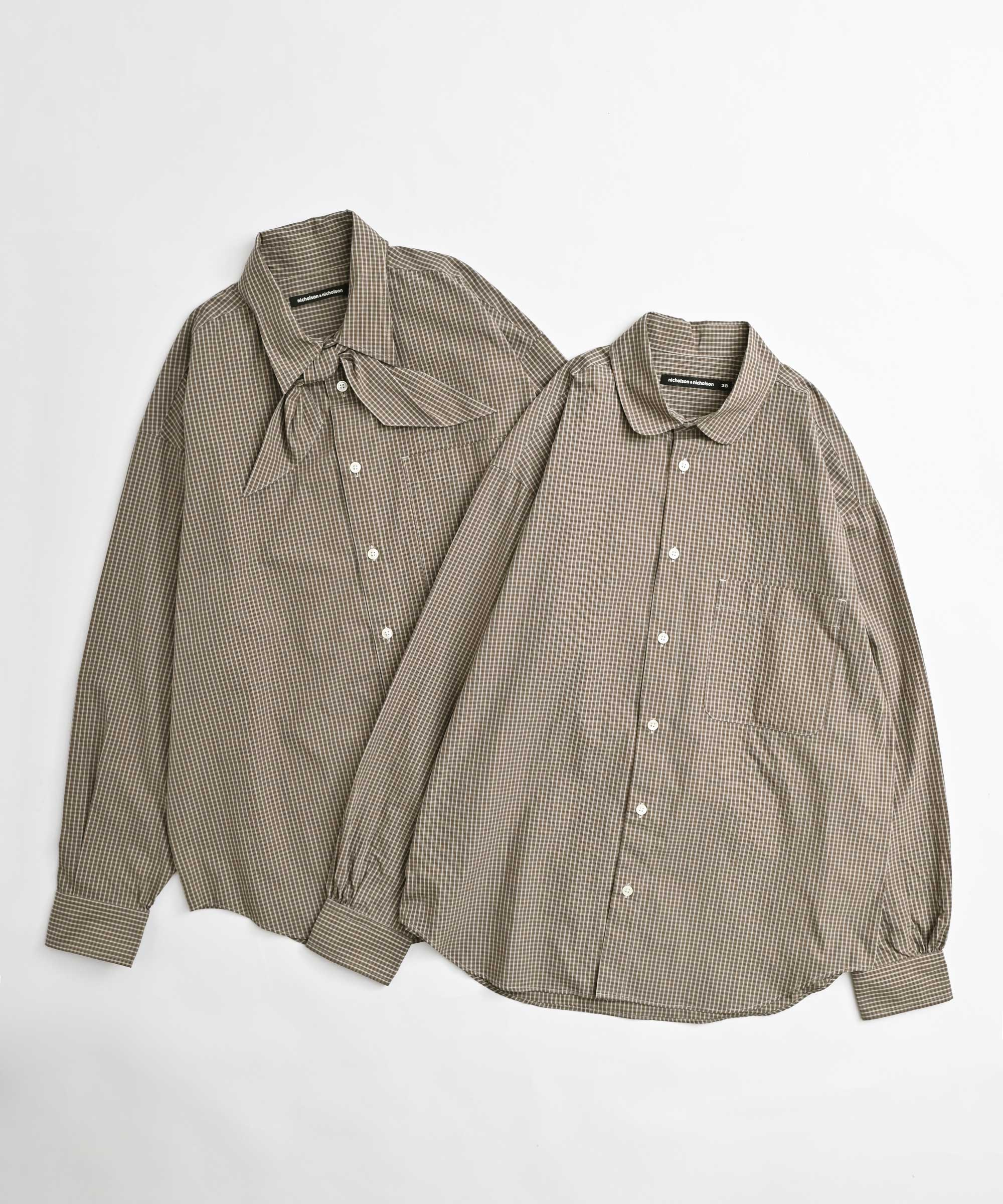 nicholson & nicholson】WASHED COTTON ボウタイ付きシャツ – BASIC