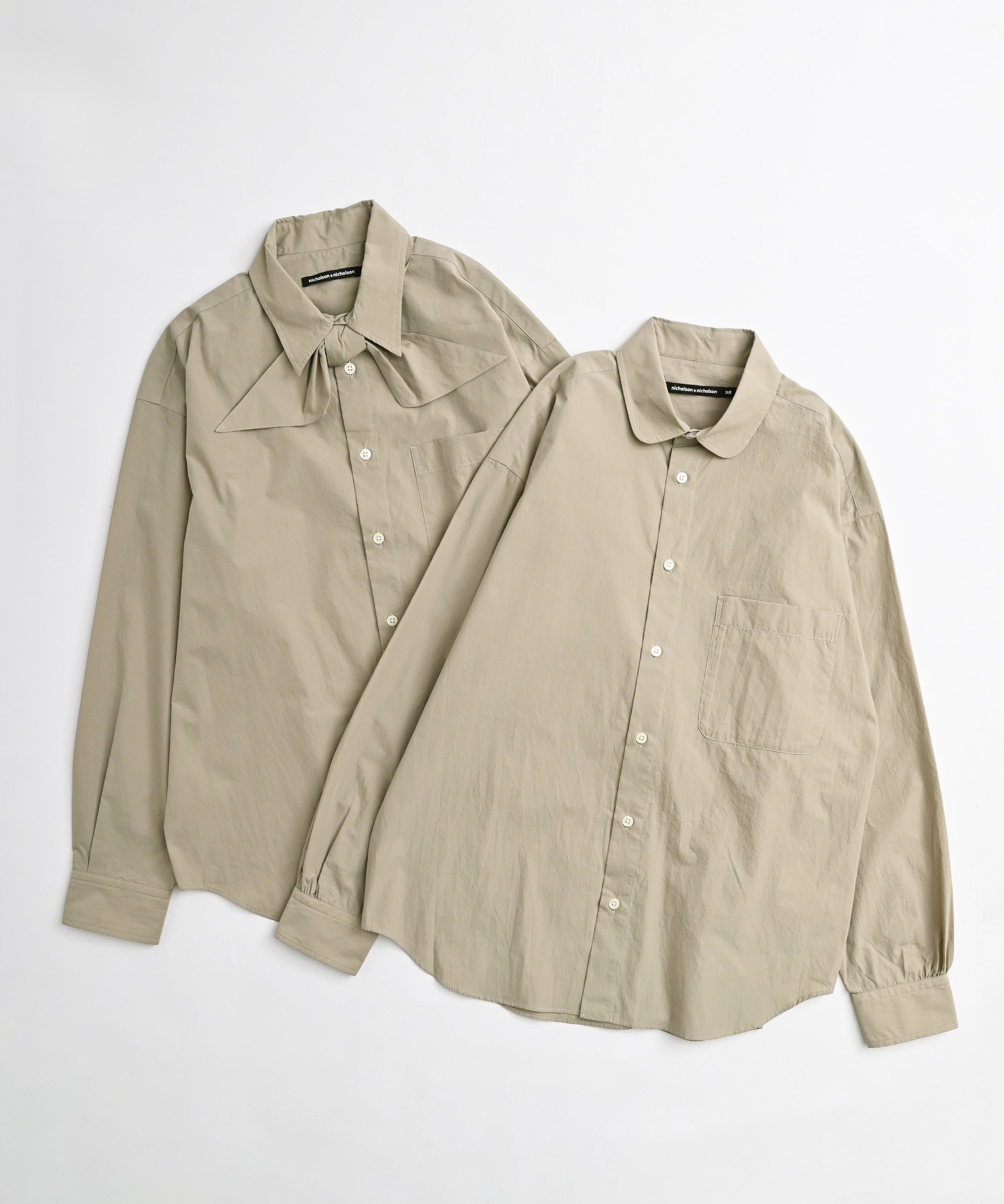 nicholson & nicholson】WASHED COTTON ボウタイ付きシャツ – BASIC