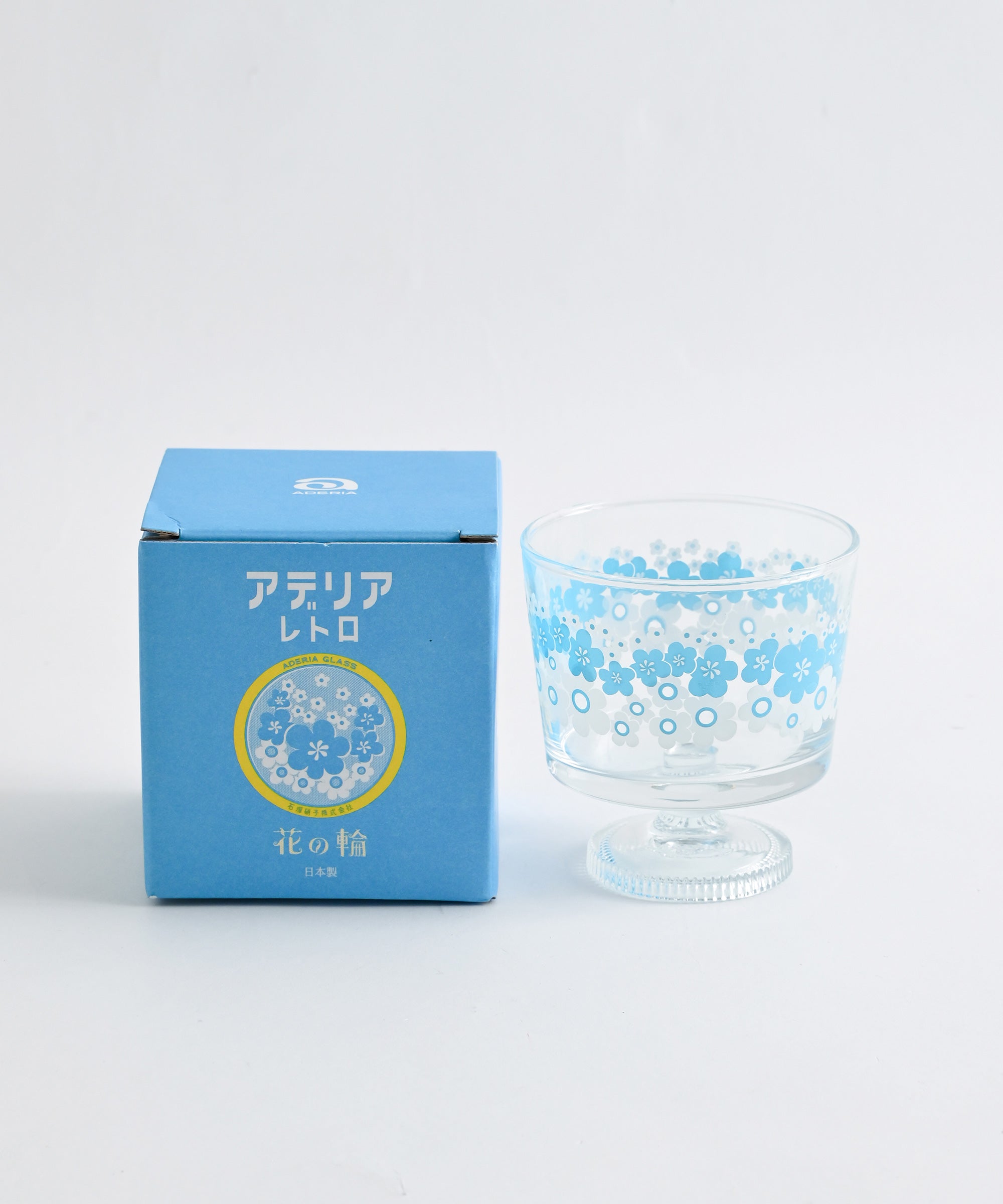 ADERIA/アデリアレトロ】脚付きデザート深型 花かざり ガラス デザート