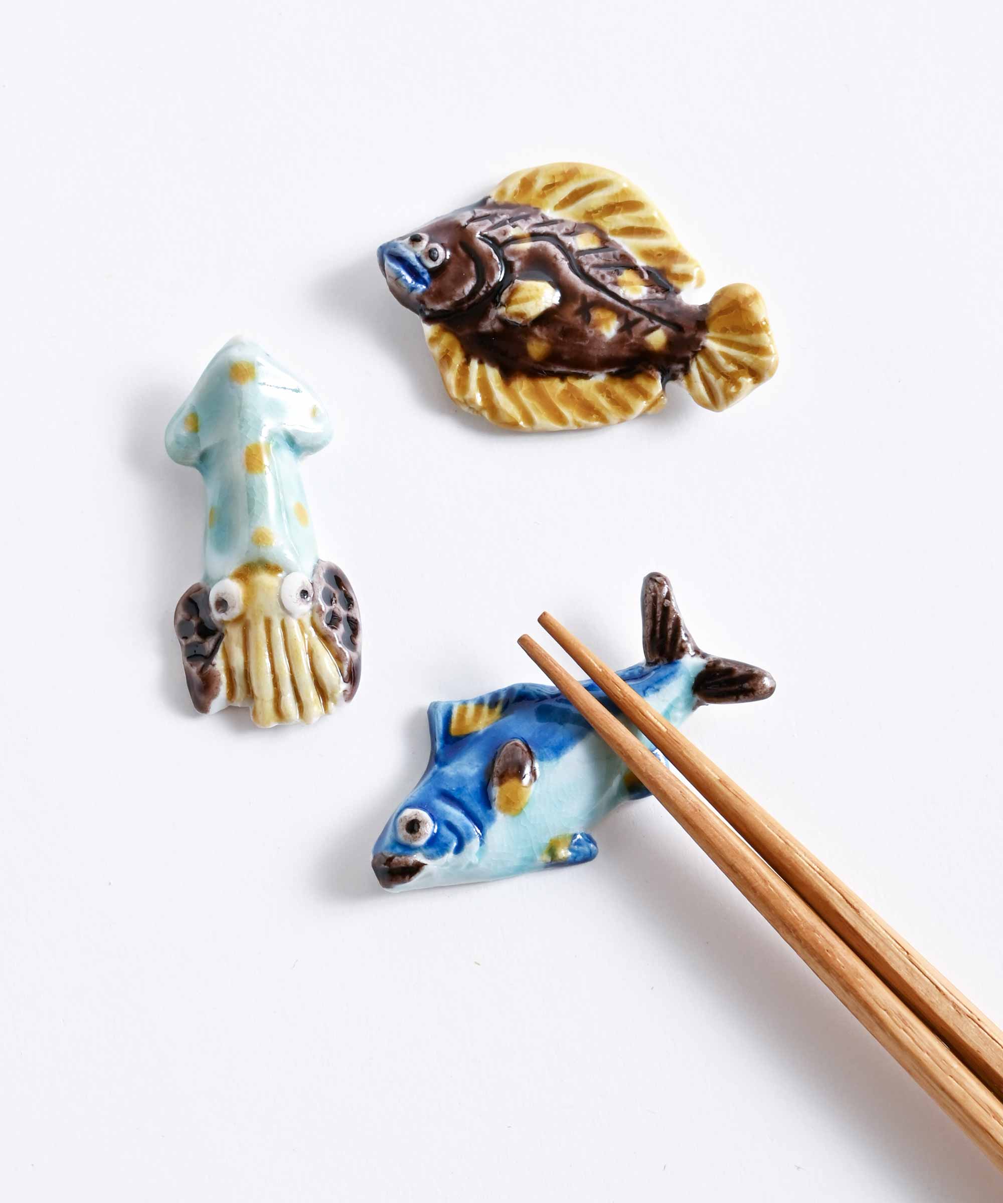 文吉窯】 箸置き 魚シリーズ 小 (ひらめ/まぐろ/イカ) – BASIC