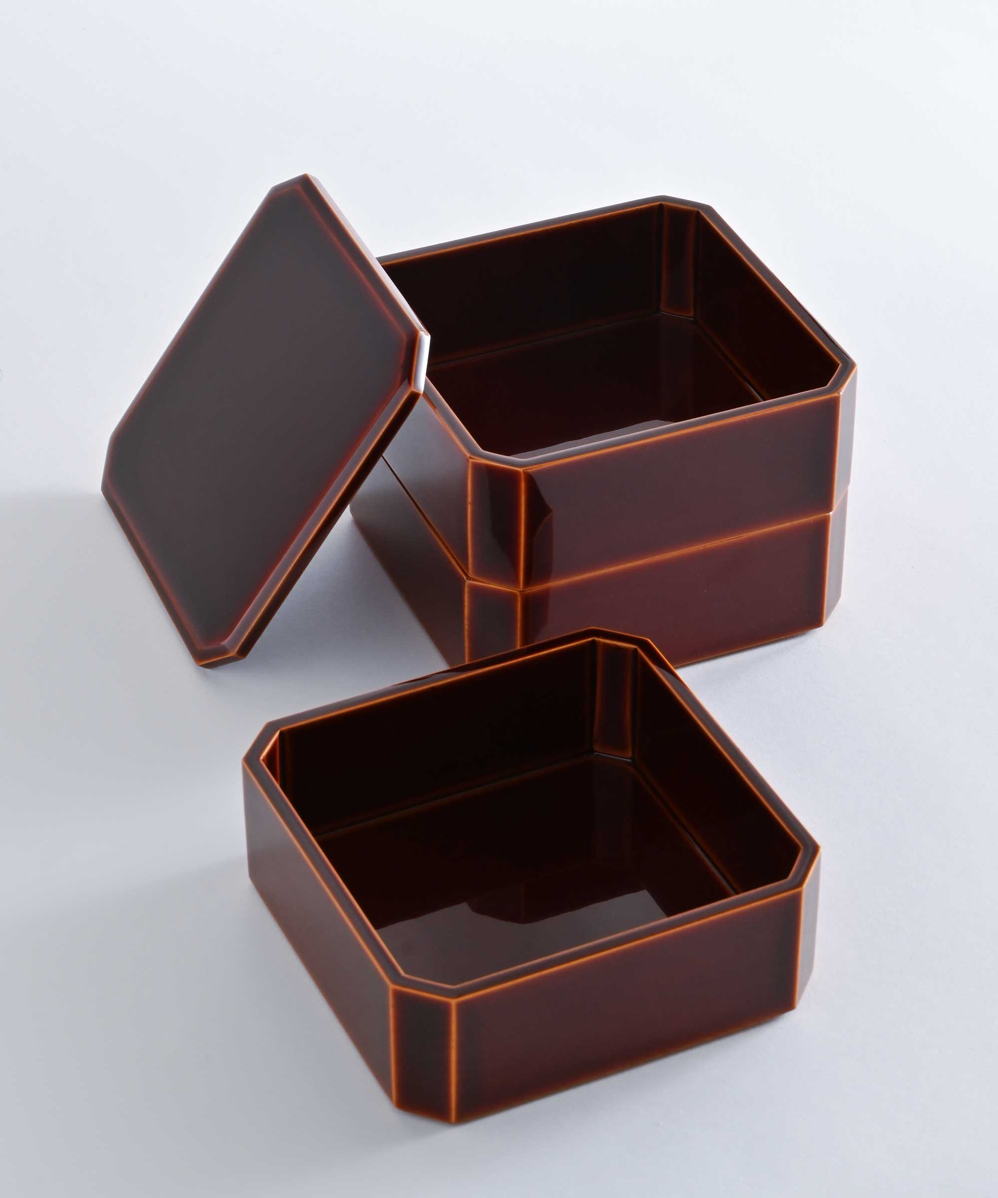 未使用★飛騨春慶塗 漆塗り 隅止三段重 隅切小重箱 三段 - 飛騨高山 春慶塗